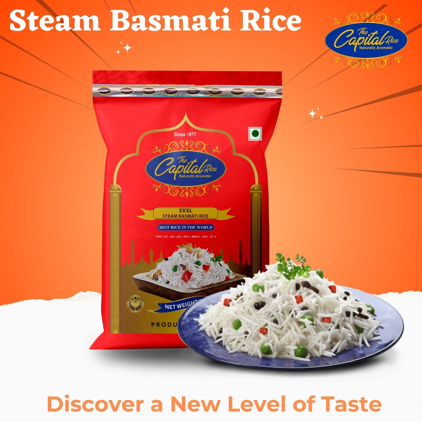 The Capital Rice Naturally Aromatic XXXL Steam Basmati Rice Long Grain