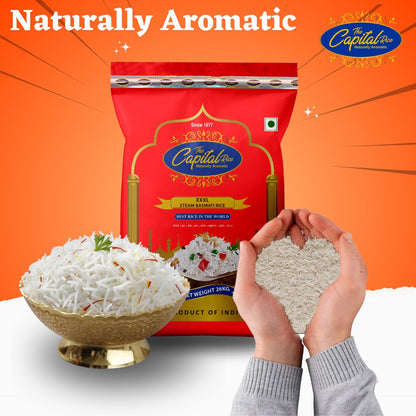 The Capital Rice Naturally Aromatic XXXL Steam Basmati Rice Long Grain