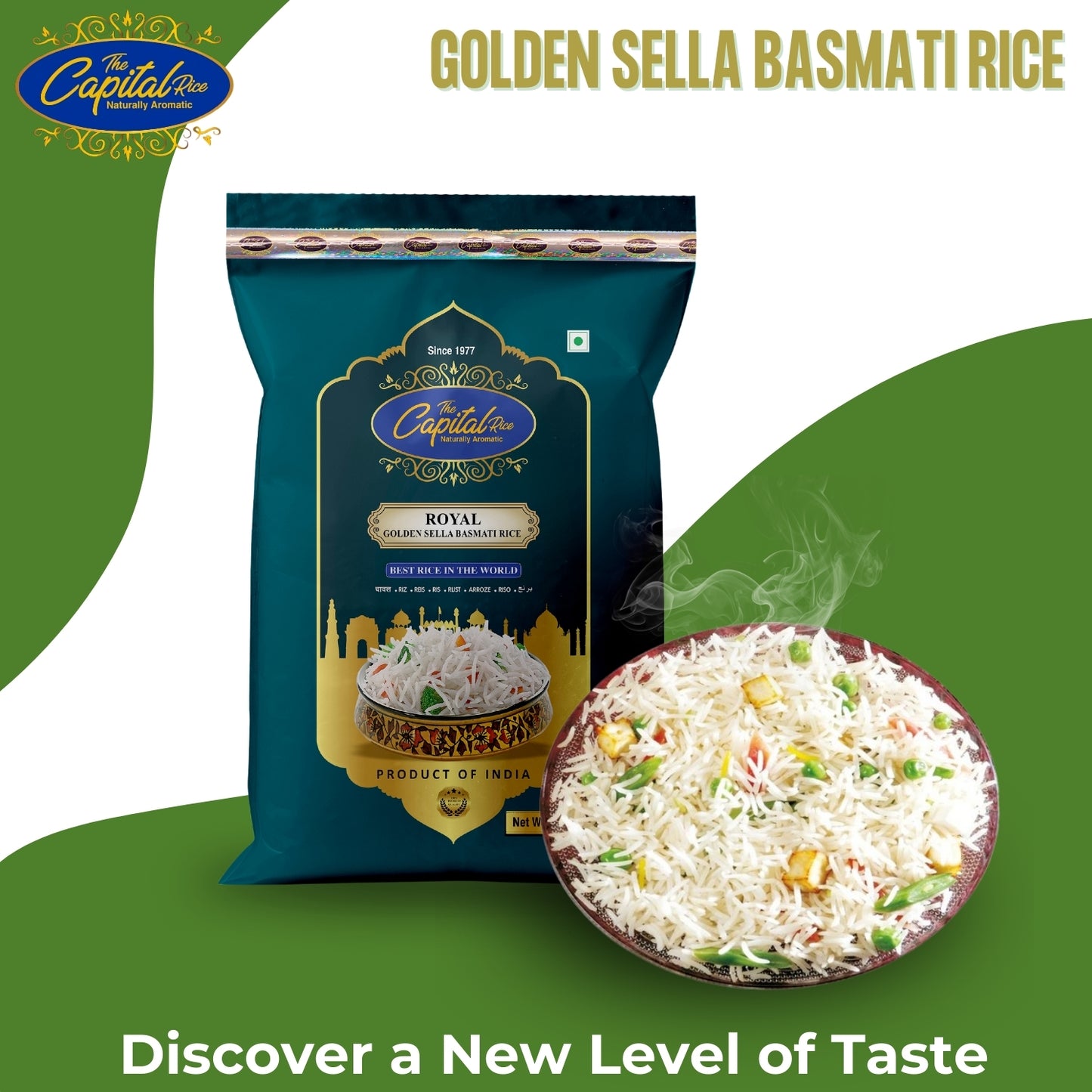 The Capital Rice Naturally Aromatic Royal Golden Sella Basmati Rice 30Kg